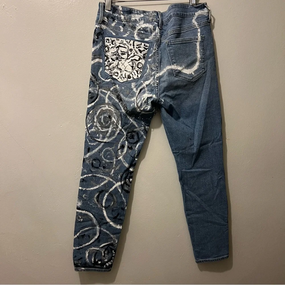 Upcycled Old Navy Super Skinny Mid Rise Jeans Women’s 10 - Picture 9 of 16